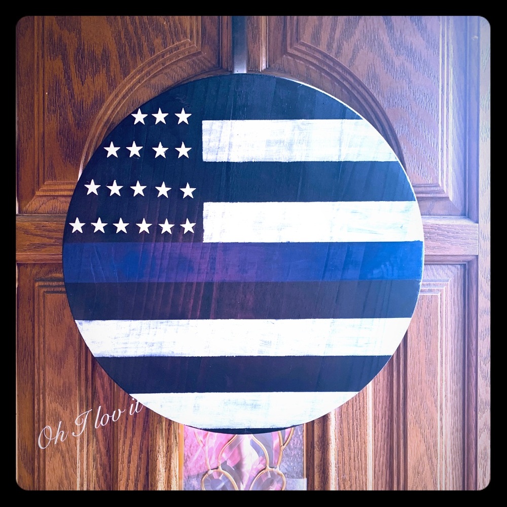 Back the blue door sign